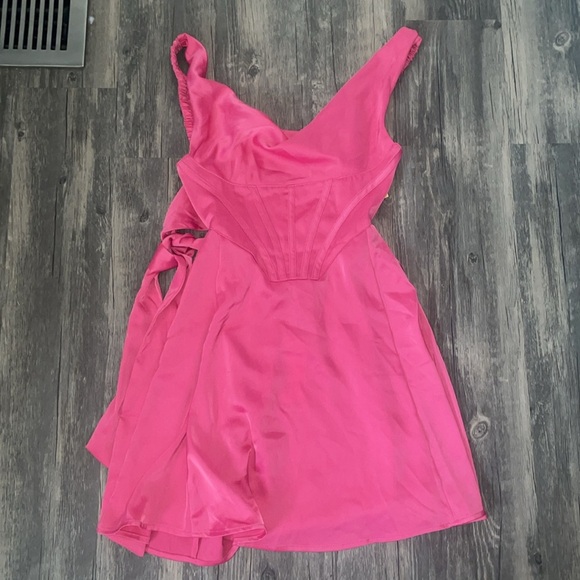 NWT Urban Outfitters Barbie Pink Corset Ribbon Satin Dress XS #barbiecore - Picture 6 of 11